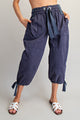 Tie Cuff Cargo Pants in Navy (REG)
