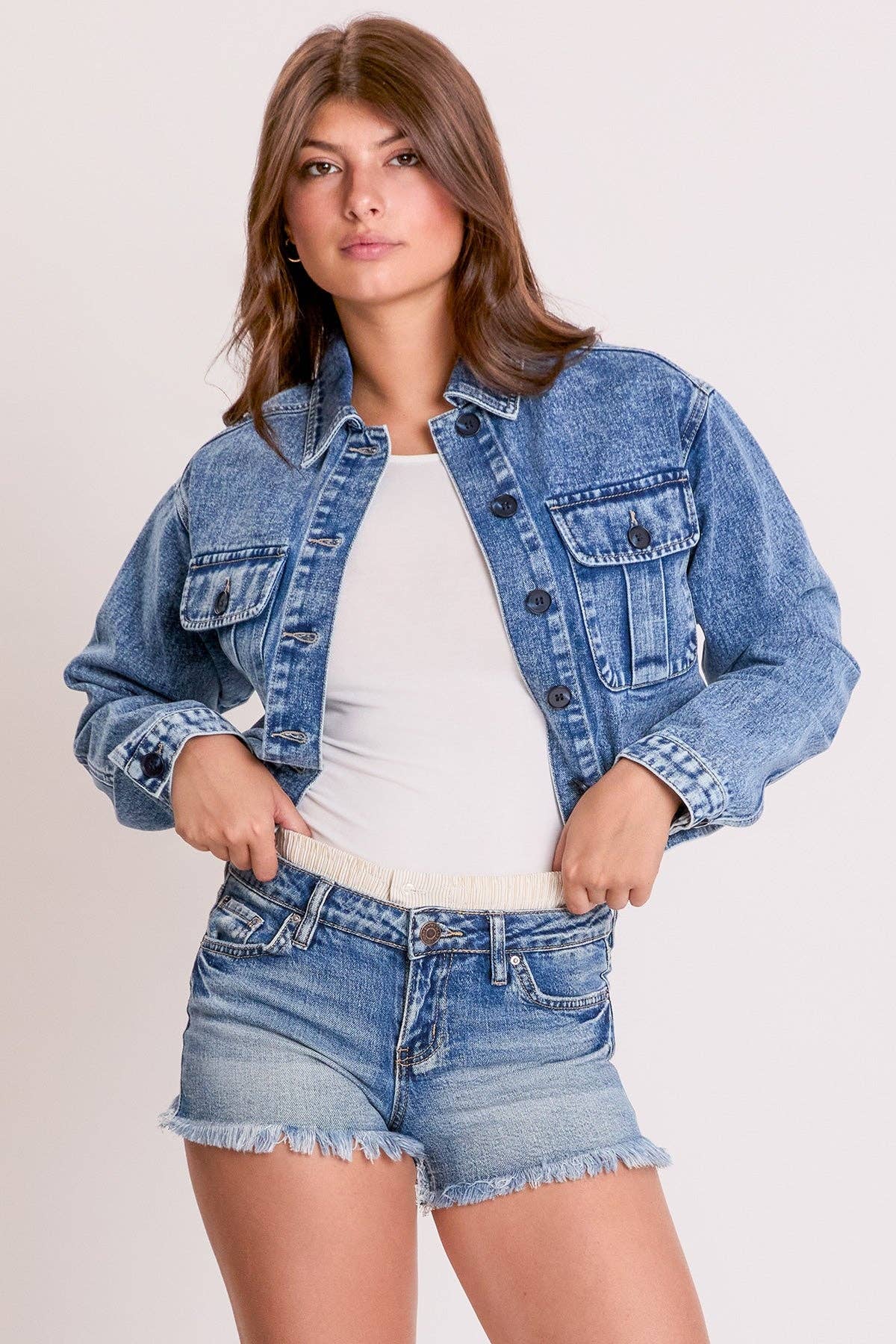 Cropped Trucker Denim Jacket (REG)