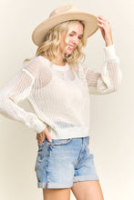 Open Knit Star Pullover Sweater in Off White (REG)