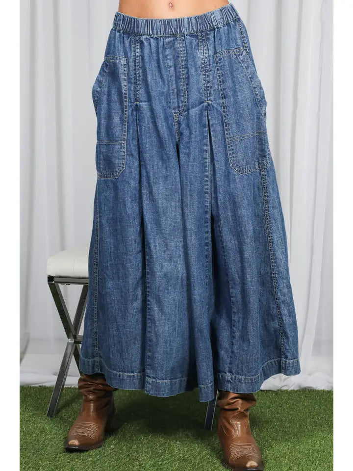 Washed Chambray Crop Pants (REG)