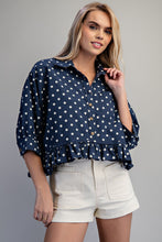 Playful Polka Dot Button Top in Navy (REG)