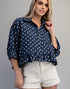 Playful Polka Dot Button Top in Navy (REG)