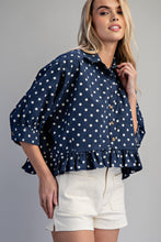 Playful Polka Dot Button Top in Navy (REG)
