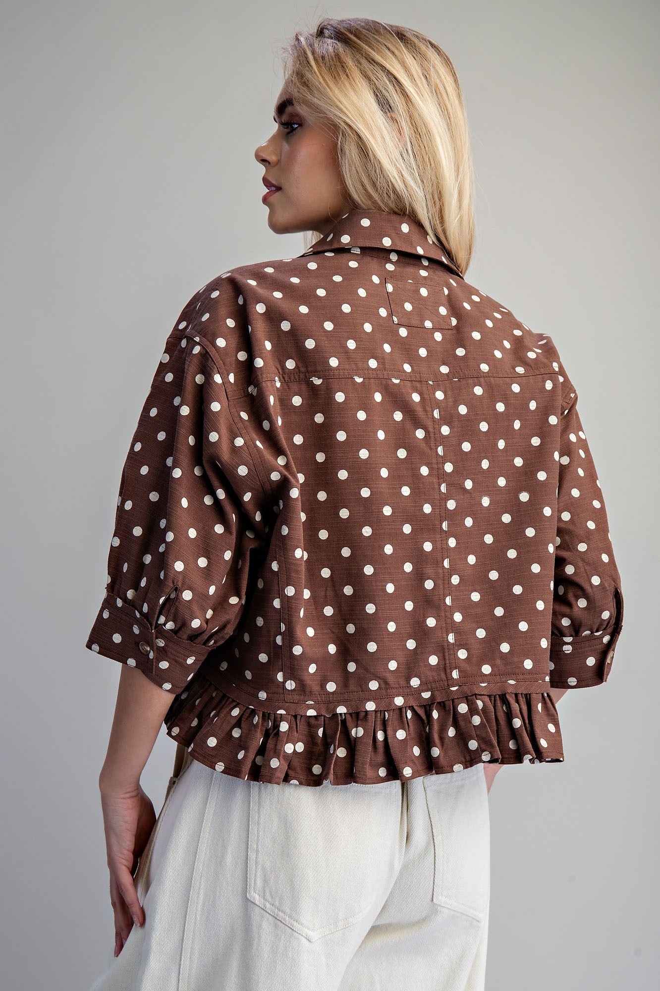 Playful Polka Dot Button Top in Coco (REG)