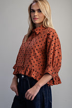Playful Polka Dot Button Top in Terracotta (REG)