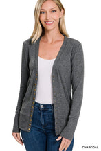 Happy For You Charcoal Snap Button Cardigan