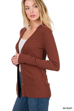 Happy For You Dark Rust Snap Button Cardigan