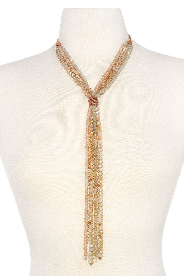 Glass Bead Tassel Necklace