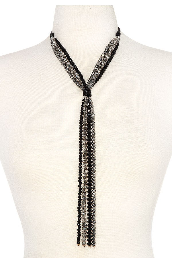 Glass Bead Tassel Necklace