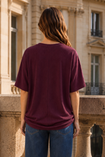 Vanessa Ribbed Top in Wine (REG)