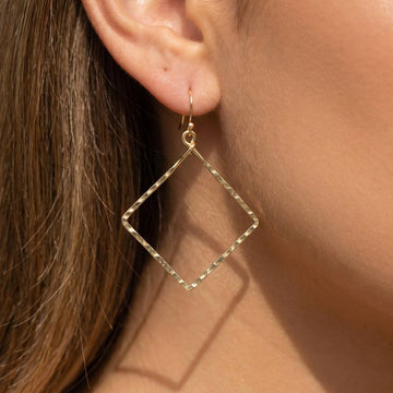 Gold Dipped Open Square Drop Earrings