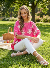 3D Floral Blouse Top in Pink (PLUS)