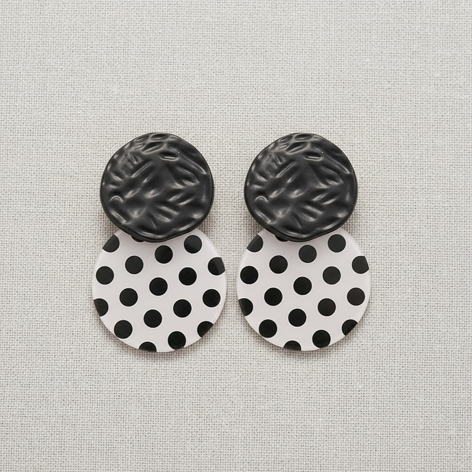 Retro Acrylic Polka Dot Earrings