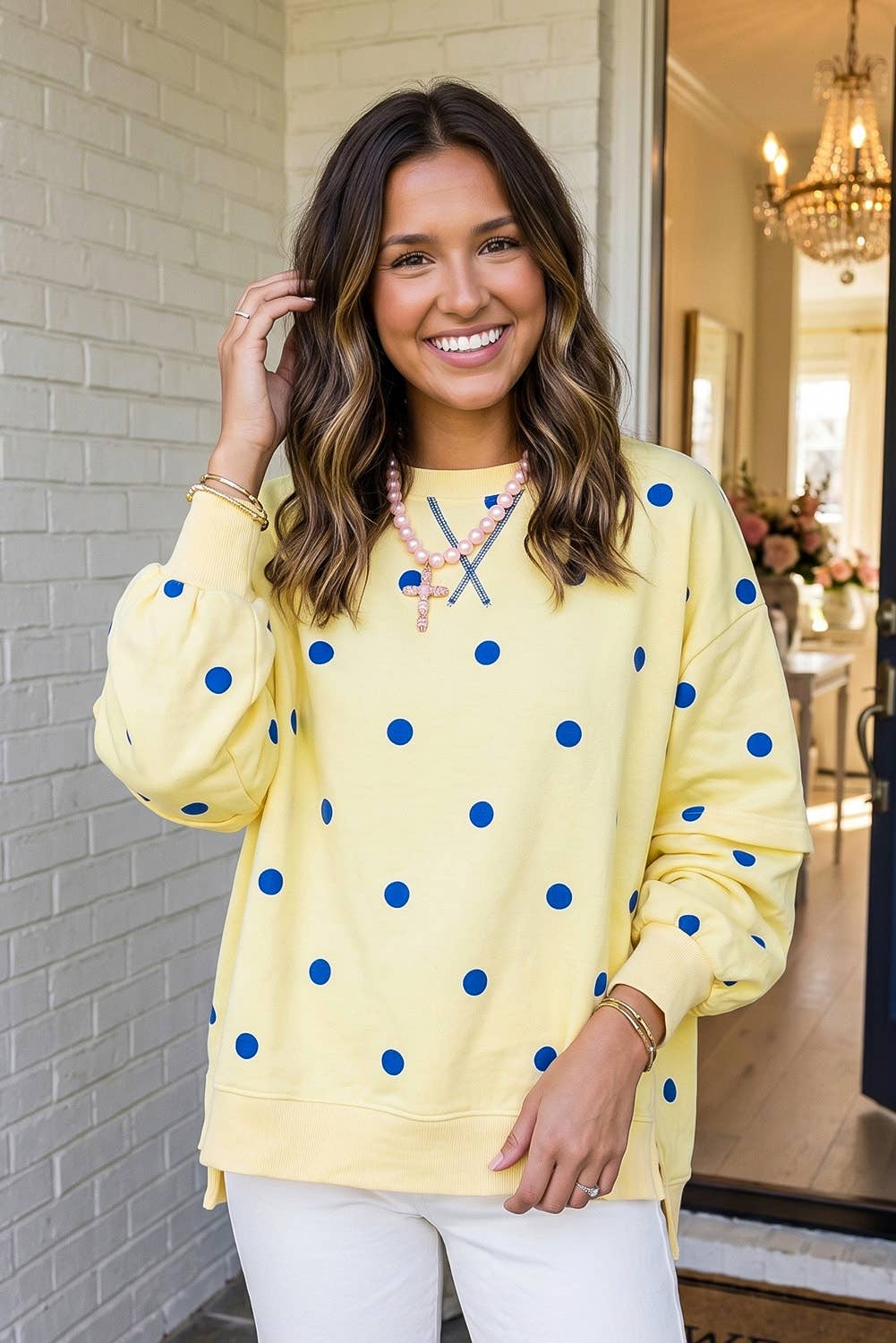 Lovely Day Yellow Polka Dot Sweatshirt (REG/PLUS)