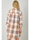 Washed Plaid Shirt Dress in Ivory (REG)