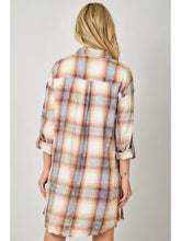 Washed Plaid Shirt Dress in Ivory (REG)
