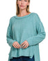 Hacci High Low Sweater in Dusty Teal (REG)