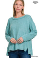 Hacci High Low Sweater in Dusty Teal (REG)