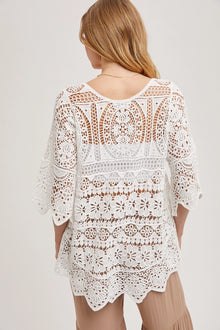 Boho Summer Crochet Top in Ivory (REG)