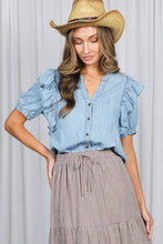 Ruffle Sleeve Denim Top (REG)