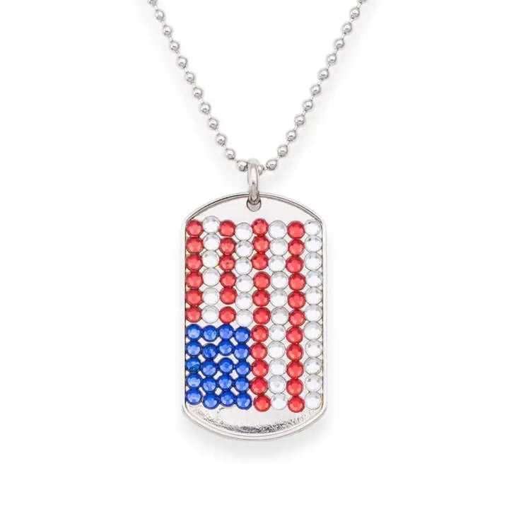 USA Flag Tag Necklace