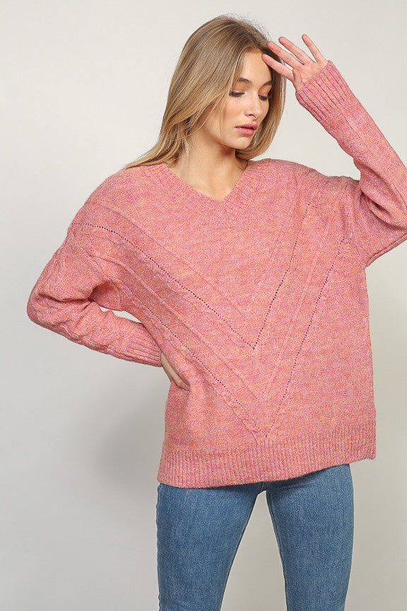 Nadia Chevron Sweater in Rose (REG)