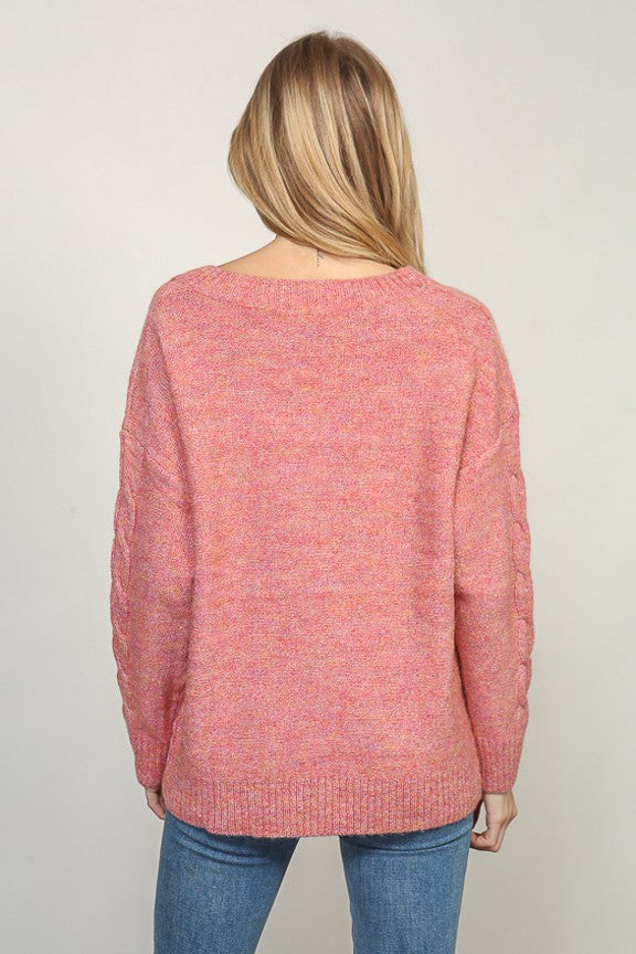 Nadia Chevron Sweater in Rose (REG)