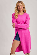 High Slit Longline Sweater in Hot Pink (REG)