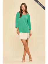Cynthia 3/4 Sleeve Top in Emerald (REG/PLUS)