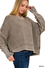 Washed Side Slit Sweater in Mocha (REG)