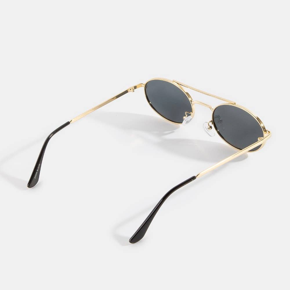 Slim Oval Double Bridge Sunglasses