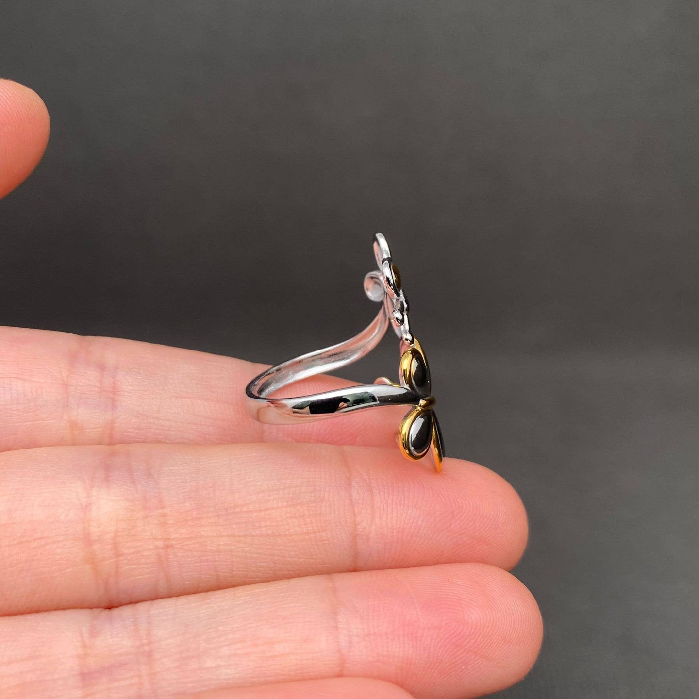 18K Two Tone Butterfly Ring