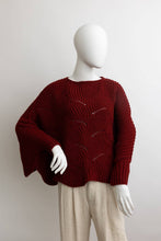 Knit Pattern Poncho Top in Burgundy (REG)