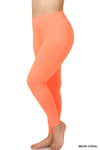 Classic Cotton Leggings in Neon Coral (PLUS)