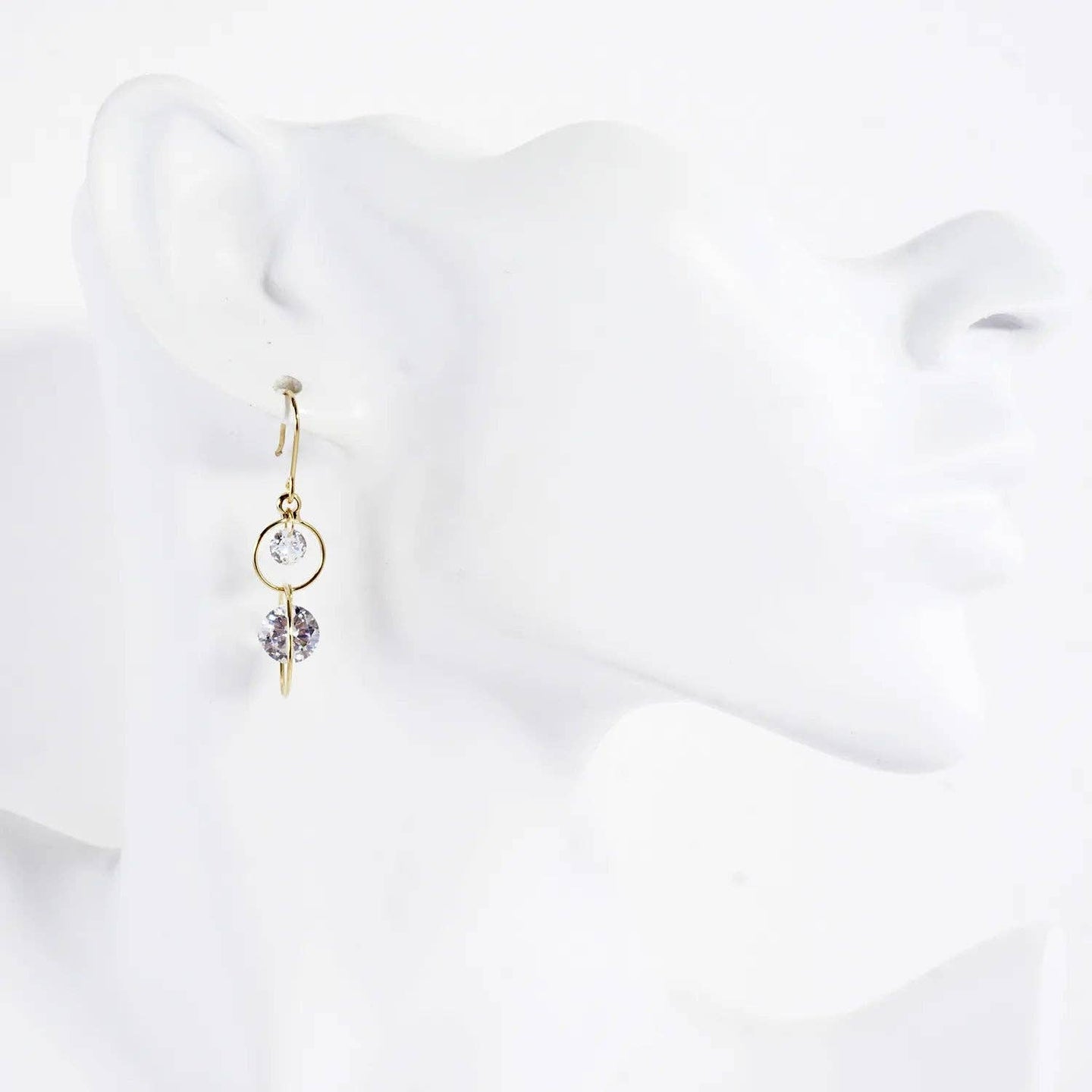 2 Tier Gold Dipped CZ Ring Earrings