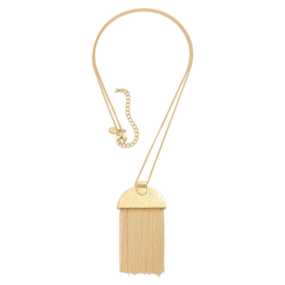 The Long Chain Link Necklace With Tassel Arch Pendant