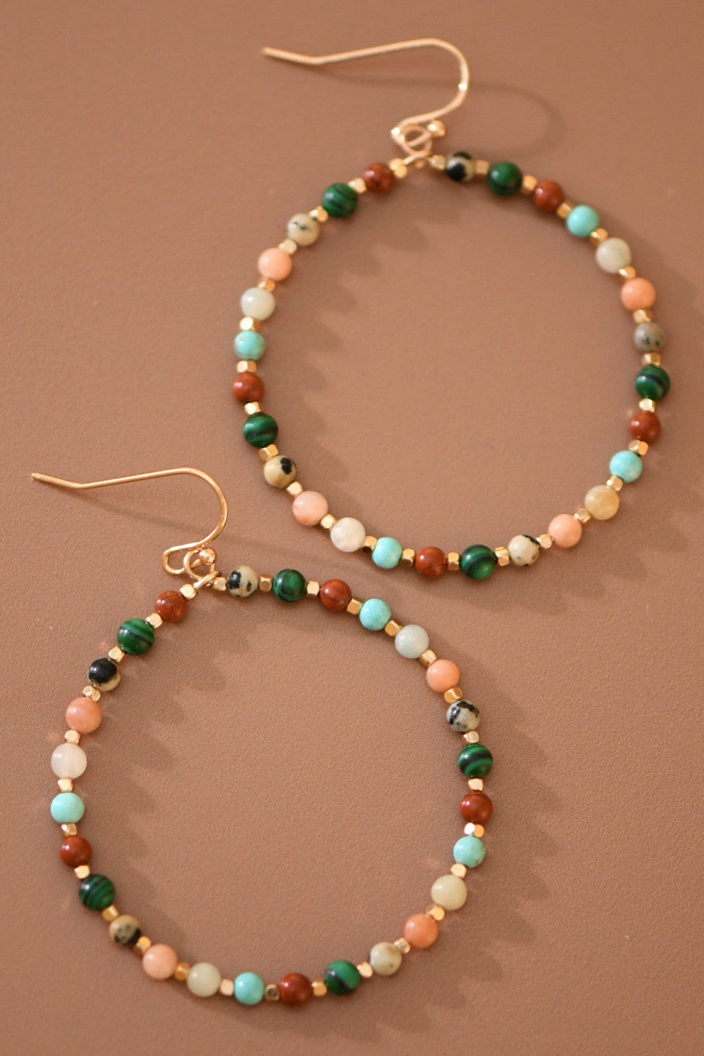 Natural Stone Circle Drop Earrings