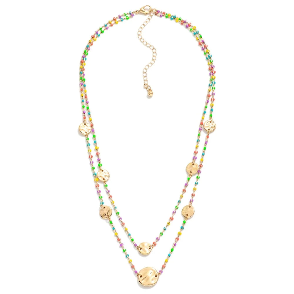 Happy Beaded Coin Necklace