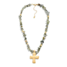 Natural Stone Beaded Cross Necklace