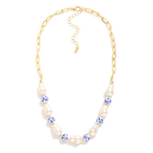 Porcelain and Pearl Paperclip Necklace