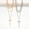 Layered Chain Cross Necklace