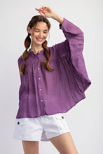Button Front Dolman Top in Violet (REG)