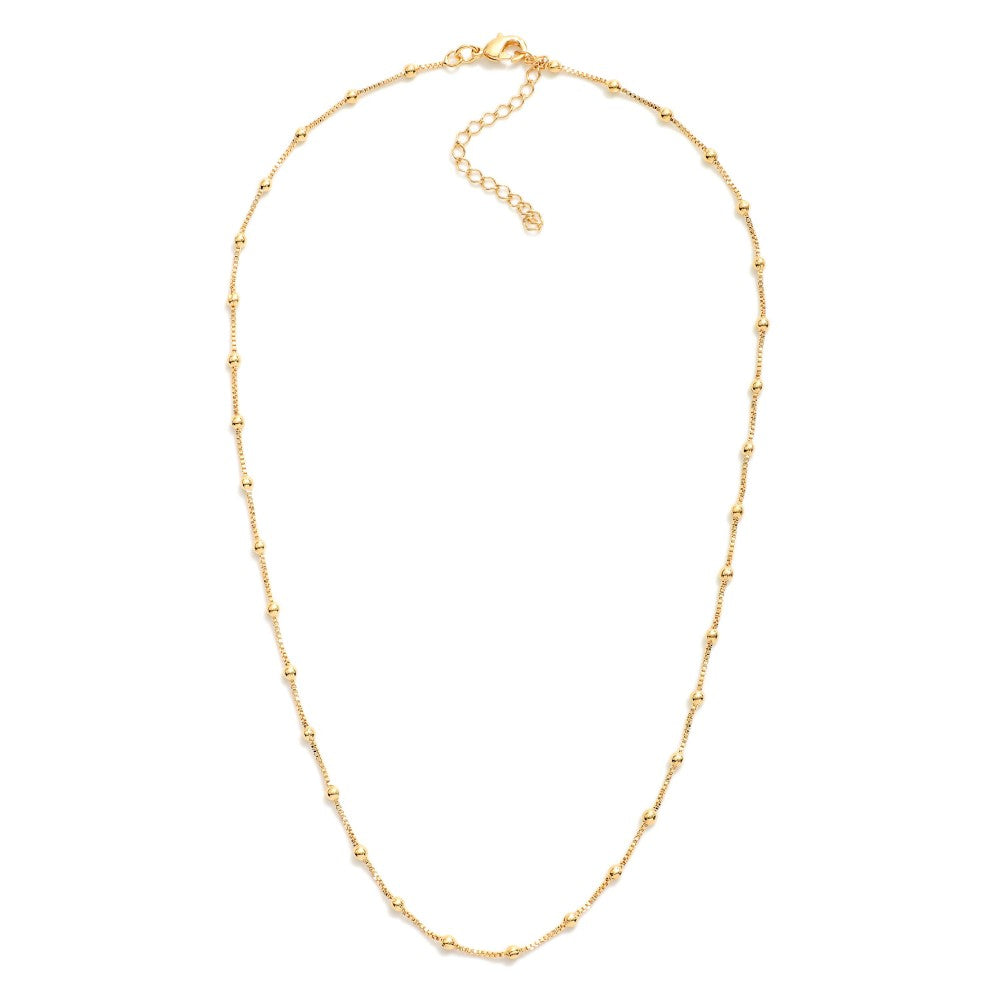 18K Box Chain and Circle Station Necklace