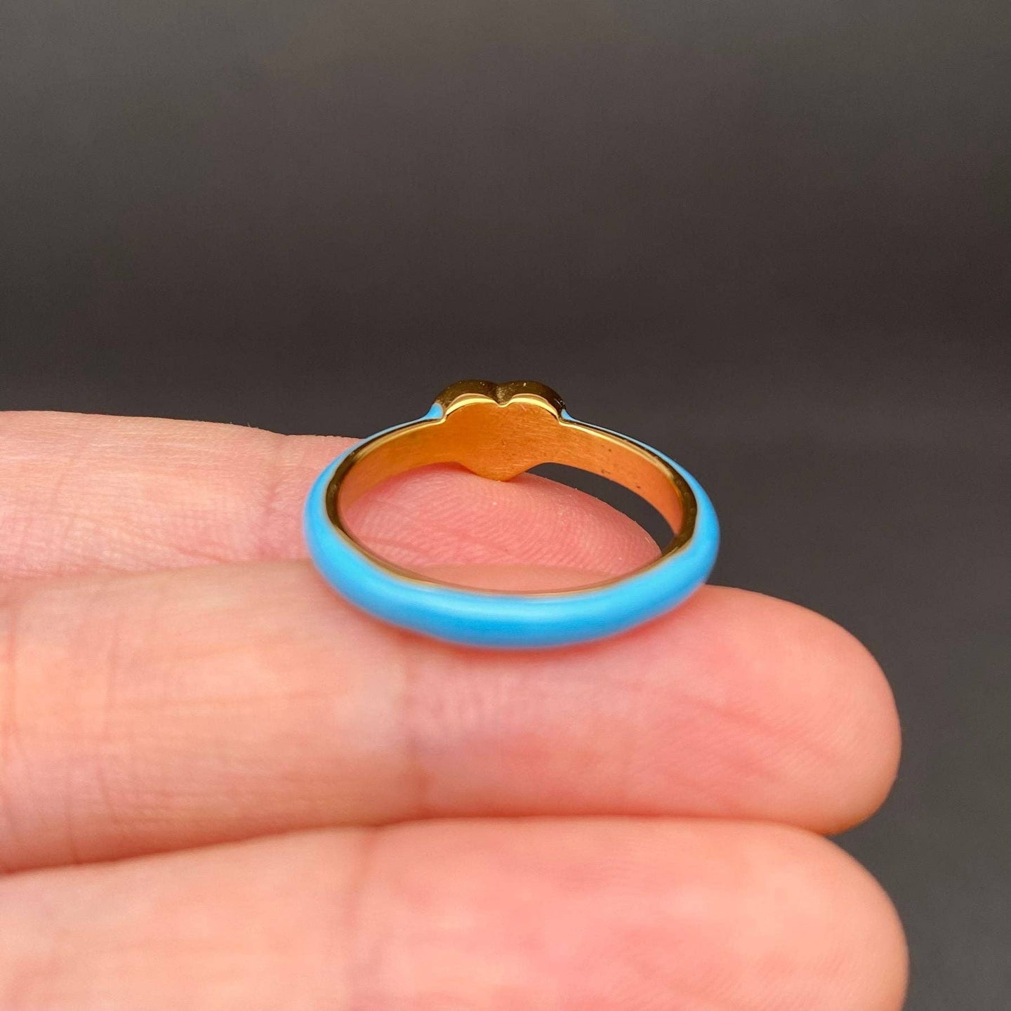 18K Stainless Steel Enamel Heart Ring