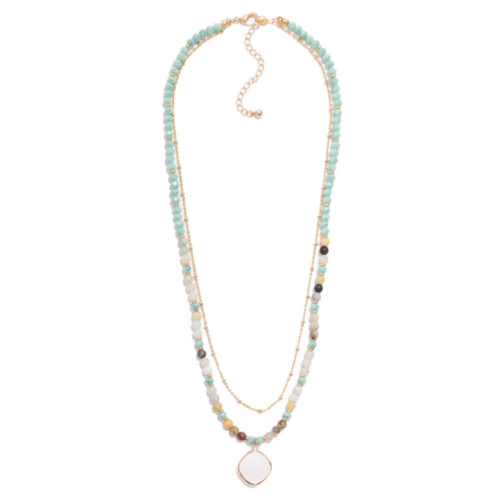 Layer Chain Link and Stone Necklace