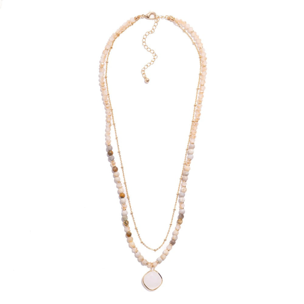 Layer Chain Link and Stone Necklace