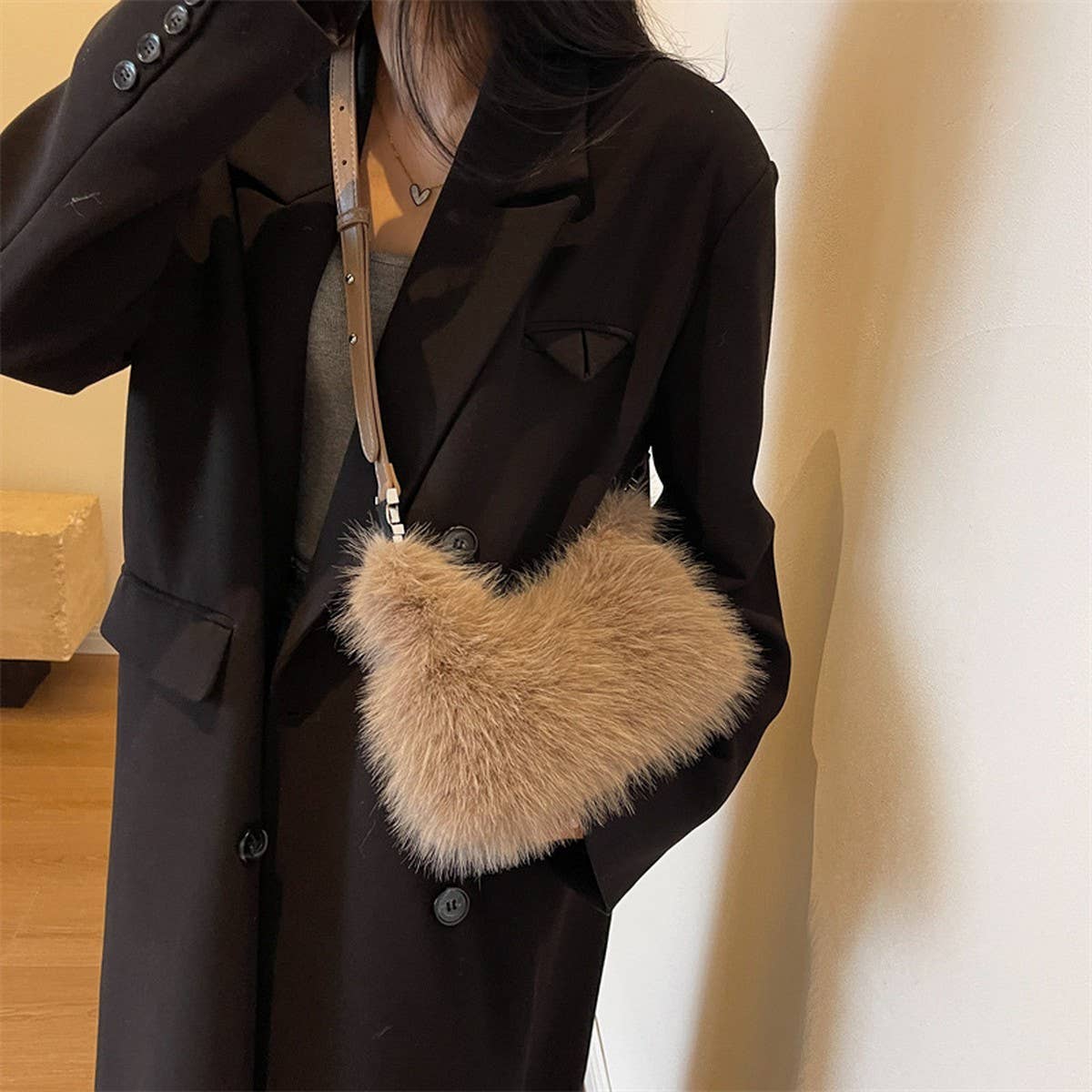 Single Strap Faux Fur Mini Purse