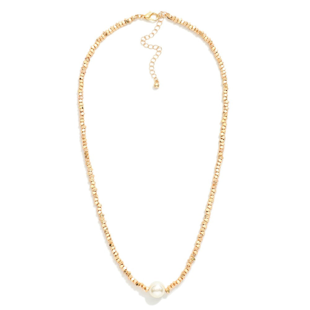 Geo Beaded Pearl Necklace