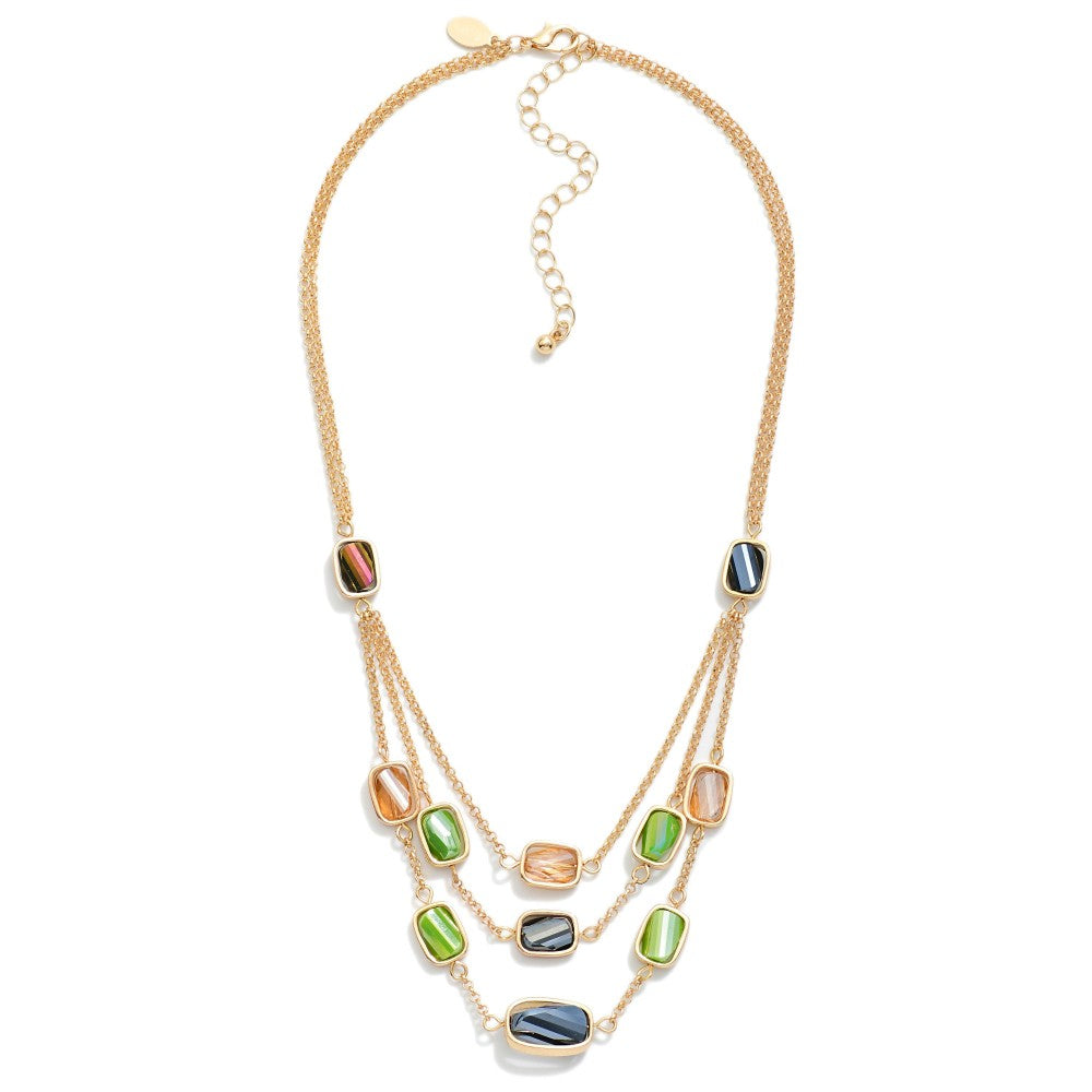 Layered Glass Crystal Necklace