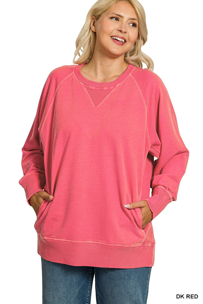 Lounge Around Pullover Top in DK Red (PLUS)